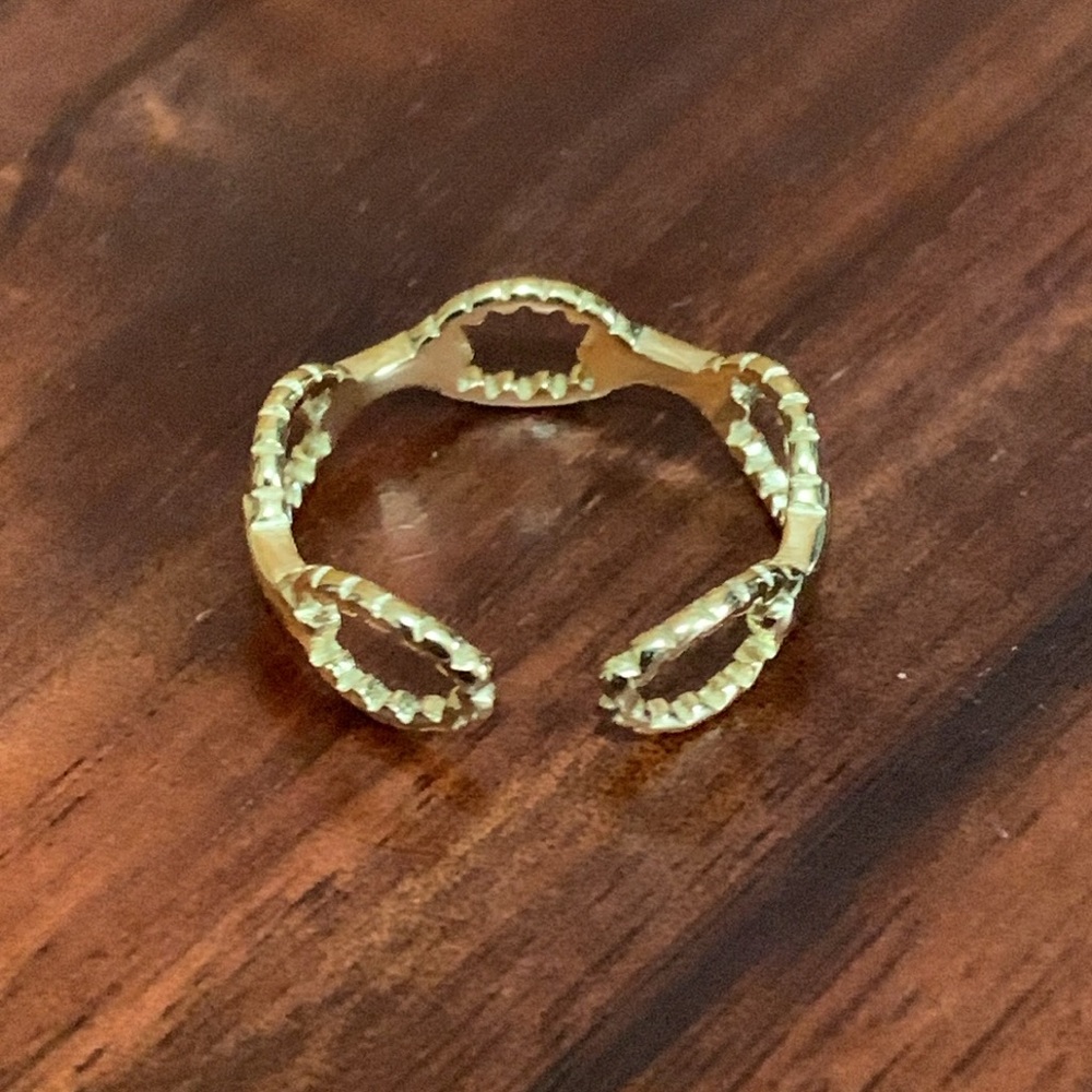 New 18K Gold Plated Titanium Steel Chain Link Ring - Picture 5 of 5